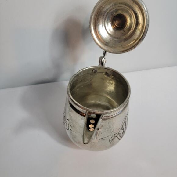 Embossed Turkish Moroccan Teapot Nickel Copper 16 oz - Picture 6 of 13